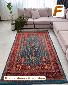 فرش کهنه نما 25NH0070 با زمینه سبز 